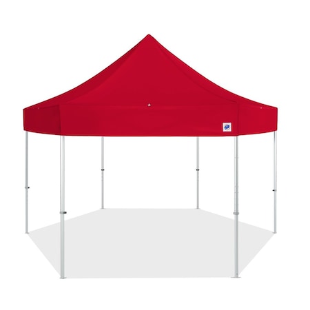 E-Z Up TAA Compliant HUB Shelter, 15' W x 15' L, Gray Aluminum Frame, Red Top HB3ALU15KFGYTRD